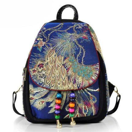 Yogodlns moda cekiny plecak kobiety o duzej pojemnosci plecak luksusowe Peacock haft plecak w stylu Casual, damska torba podrozna
