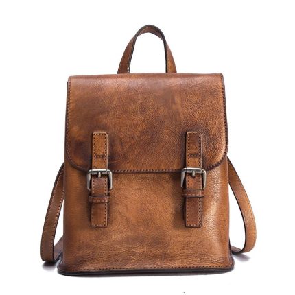 WOMEN Backpack Travel Bag Daypack Brush Color Large Capacity Knapsack Cowhide Vintage Genuine Leather Girls School Rucksack